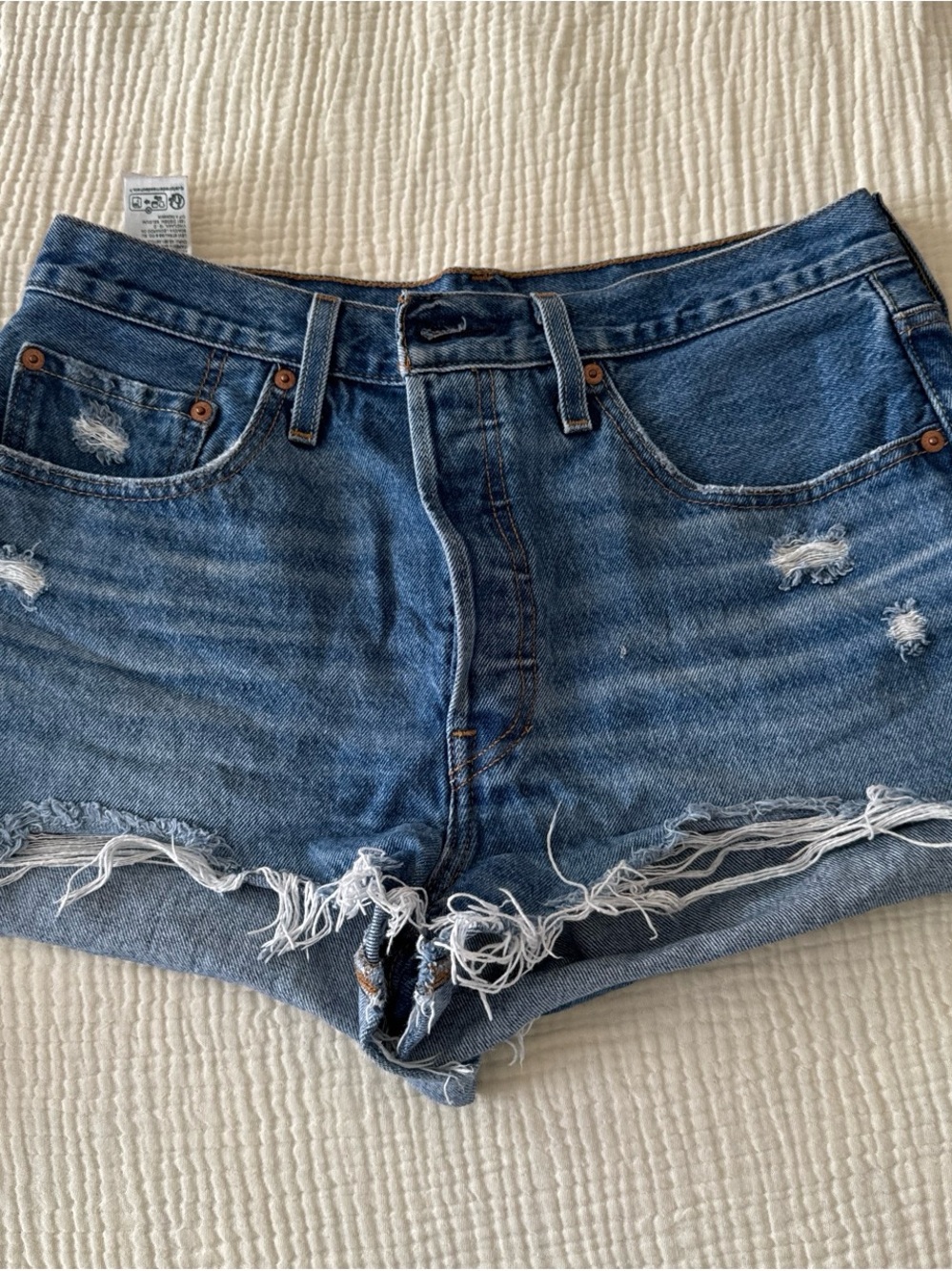 Levi's Distressed Denim Shorts - Blue
